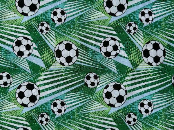 Baumwoll-Stoff Fußball Grün Nr 4956